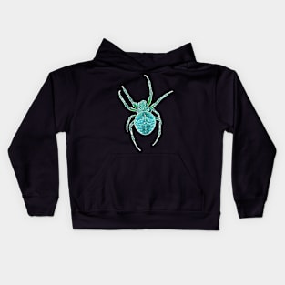 Teal Spider Orb Weaver Blue-Green Cyan Watercolor Style Kids Hoodie